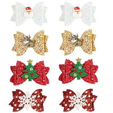 Framendino, 8 Pack Christmas Hair Clip Christmas Tree Hat Santa Elk Snowflake