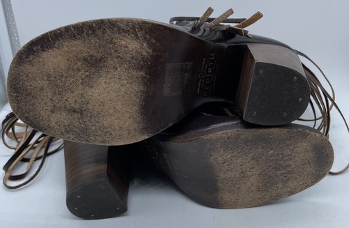 Bed Stu Onset Olivia Peep Toe Fringe Booties Brown Leather Women’s 8.5 Heel EUC - 第 7/10 張圖片