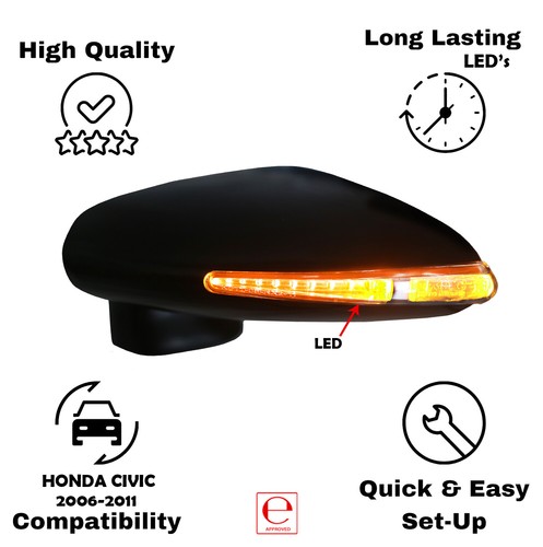 LED Turn Signal Lights Door Mirrors For 2006-2011 HONDA CIVIC FD/SNL Emark - Picture 3 of 9
