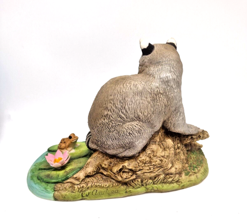 Vintage 1989 Raccoon Family W/ Frog By Andrea Porcelain Figure 8475 Sadek HTF - Picture 3 of 8