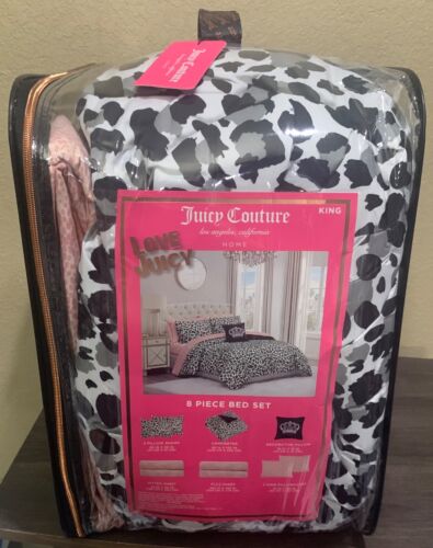 Juicy Couture Leopard Print 8pc KING Bed Set Comforter, Shams, Sheet Set,Pillow - Picture 3 of 5