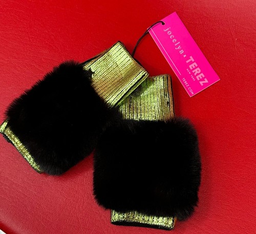 Guantes Jocelyn & Terez New York Foil Sin Dedos en Piel Sintética Negro Lima OS NUEVO CON ETIQUETAS - Imagen 5 de 8