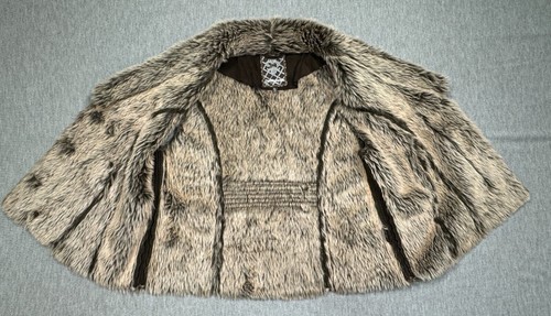 Dollhouse Womens Faux Fur Trim Vest Brown Faux Suede Button Front Outerwear XL - Picture 9 of 17