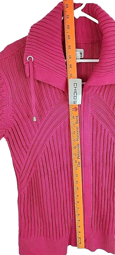 Neu mit Etikett neu Chico's Pink Falls Creek Pullover/Jacke mit Reißverschluss vorne 2 (12 14) Large L - Bild 2 von 4