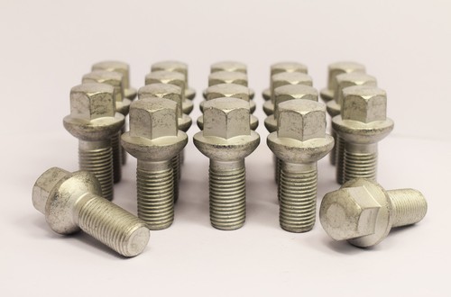 20 X Estilo OE Mercedes M14 X 1.5 , 27mm Rosca, Radio Pernos de Rueda (Plata)
