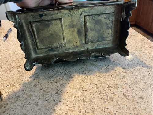 Antique Vintage Smooth Brass Metal Double Inkstand Ink Stand Desktop Unpolished - Picture 6 of 9