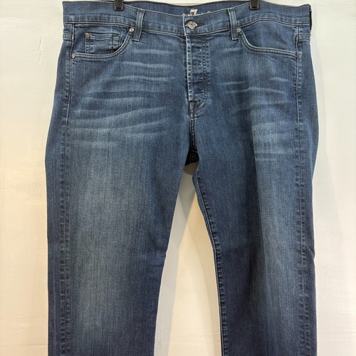 7 For All Mankind Button Fly Jeans Mens 40 x 30 Blue Standard Fit Straight Denim - Imagen 4 de 15