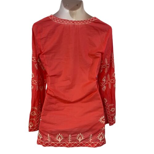 Top Monoreno Mujer Mediano Naranja Túnica Bordada Camisa Boho Trabajo Otoño Informal - Imagen 3 de 15