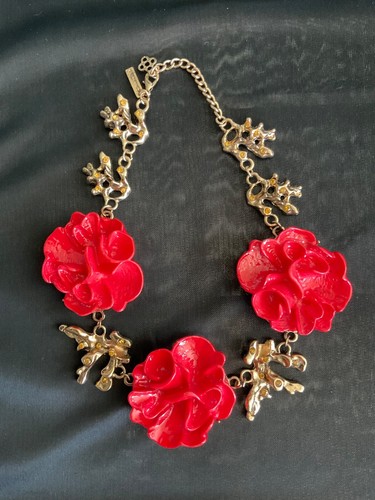 Retired Oscar de la Renta Coral Burst Branch Necklace Runway
