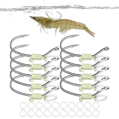 10Pcs Hooks Fishs Tool Luminous Live Shrimp Lures Hooks Tied Good Strong High - Picture 11 of 24