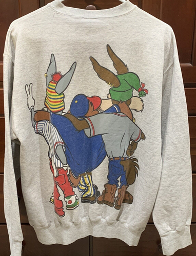 Vintage 1993 Looney Tunes Taz Bugs Bunny Coyote 2 Sided Sweatshirt Sz L - Picture 3 of 9