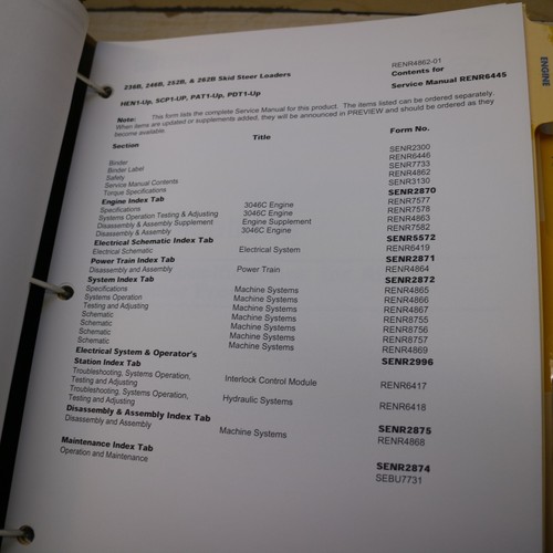 CAT Caterpillar 236B 246B 252B 262B Skid Steer Loader Repair Shop Service Manual - Picture 3 of 22