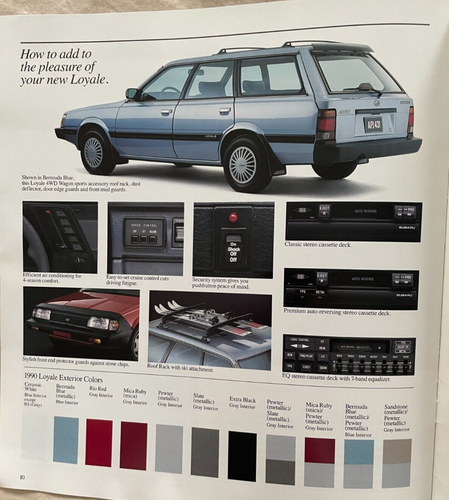 1990 Subaru Loyale Sales Brochure - Picture 2 of 2