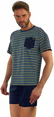 Herren Schlafanzug Sesto Pyjama 100% Baumwolle Kurzarm + Pyjamashorts Nachtanzug - Bild 19 von 120