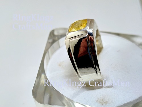 TOPAZ MENS RING AAA QUALITY 925 STERLING SILVER NATURAL GEMSTONE PUKHRAJ SIZE 9 - Picture 5 of 6