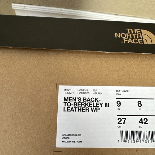THE NORTH FACE Back To Berkeley lll Leather WP men's boots Brown Size 9 New - Picture 9 of 9