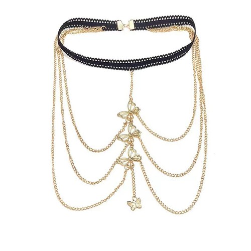 Mehrschichtige Gold-Silber-Oberschenkel-Bein-Kette Strand-Körperschmuck  / - Bild 11 von 11