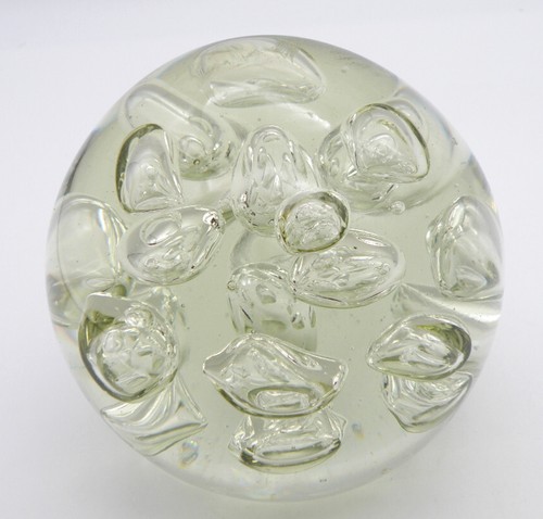 Vintage Art Glass Controlled Large Bubbles Paperweight 4.5" Sphere Orb - Picture 10 of 14
