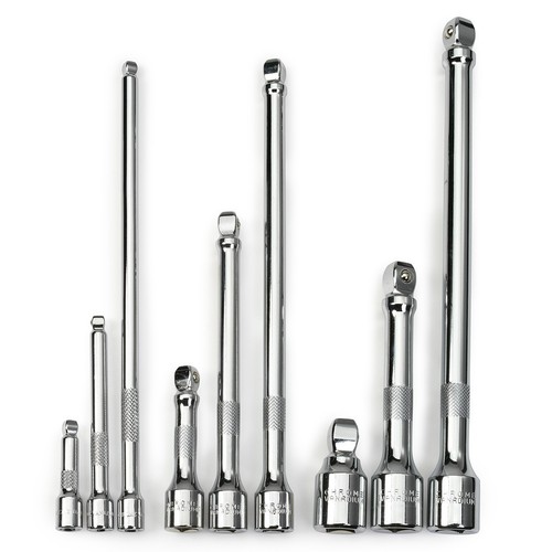9pc wobble Socket wrench Bar Extension Tool Set 1/4" 3/8" 1/2" Dr - Picture 2 of 3