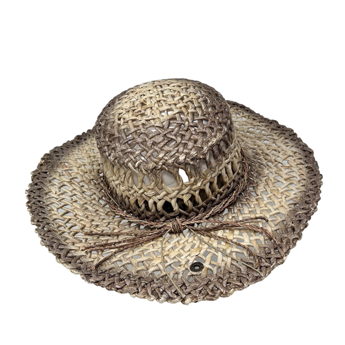 PETER GRIMM Straw Panama Hat True Character Womens Brown Tan Wide Rim Beach - Picture 2 of 8