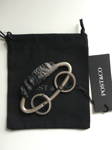 NWT Post&Co Black Genuine Crocodile Leather Handicraft Key Chain Made In Italy - Picture 2 of 12