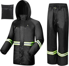 Trajes de lluvia impermeables Chaqueta y pantalones de lluvia con capucha NEW US