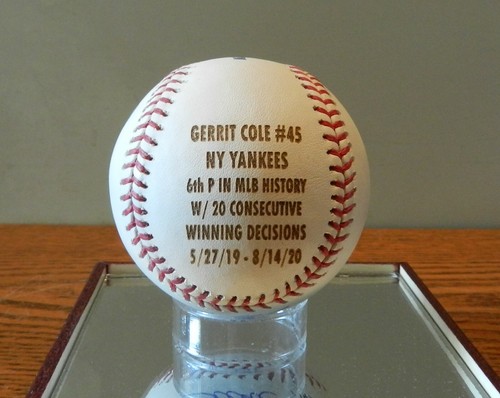 Signierter Gerrit Cole Rawlings Baseball für 20 aufeinanderfolgende Siege # 1 von 45 mit Echtheitszertifikat - Bild 4 von 7