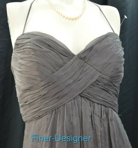 Amsale 100 % Seide Chiffon volle Länge festliches Kleid Kleid Crinkle Raffung 6 S NEU - Bild 2 von 6