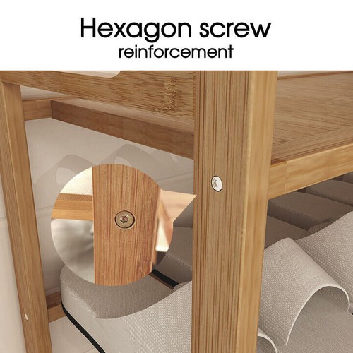 3-6 Tiers Layers Bamboo Shoe Rack Storage Organizer Wooden Shelf Stand Shelves - Picture 6 of 20