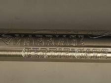 Vintage Silver Stainless Engraved Marriage Certificate Holder 9" Wedding Gifts