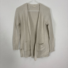 Fat Face Bone Color Knit Open Cardigan Sweater