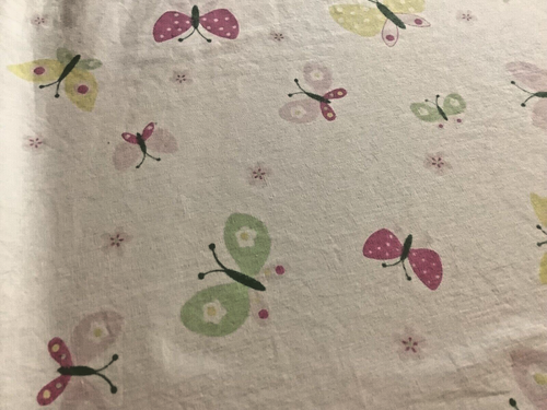 Kids Inc. 2 Crib Sheets Infant Toddler Cream Pink Butterflies - Picture 2 of 3
