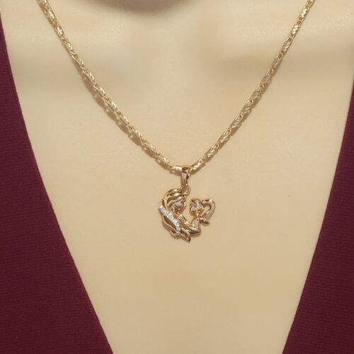 18K Gold Plated Women's. Mom & Daugther Love Heart Pendant Necklace. Family - Picture 2 of 6