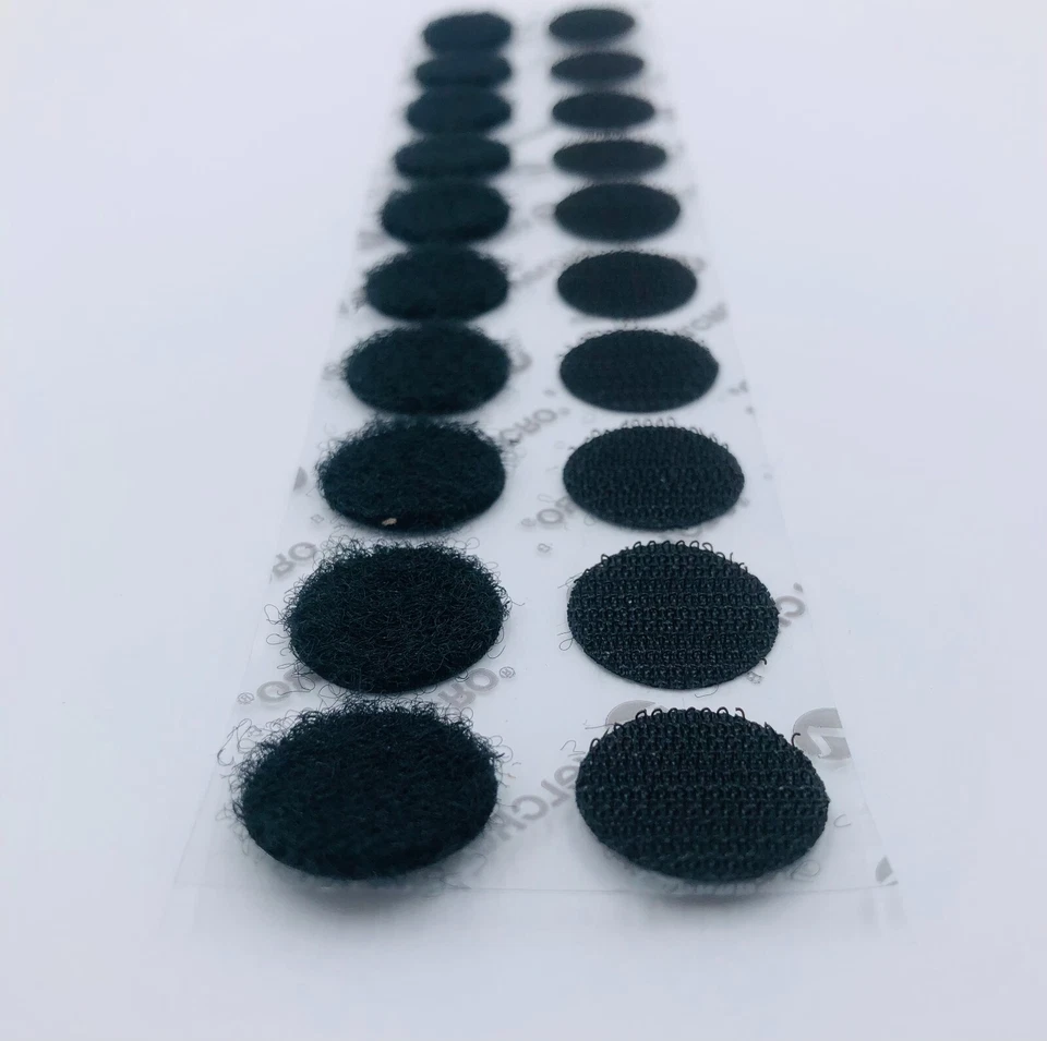 VELCRO Self Adhesive Dots Circles 3/4" Inch Diameter 10 Sets Hook & Loop Black - Image 2 of 2
