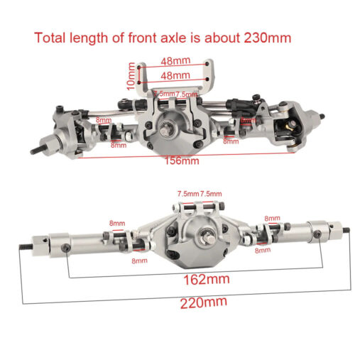 CNC Front Rear Straight Complete Axle for 1/10 Axial SCX10 90046 RC Crawler Car - Picture 17 of 33