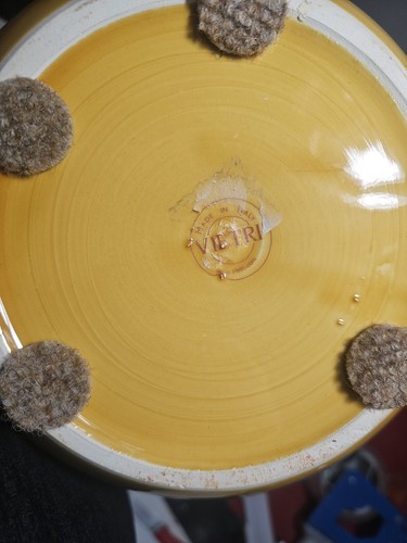 VIETRI Tuscan Italy Scalloped Round 10" Large Mustard Ceramic Vase - Picture 6 of 9