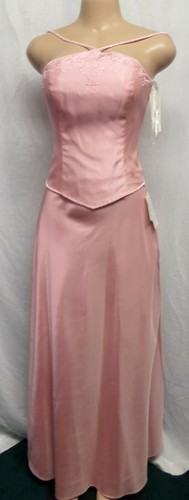 MICHELANGELO / PINK BEADED EMBROIDERY FORMAL PARTY EVENING 2 PCS GOWN SZ 2 NWT