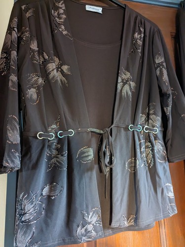 Women's 2PC Top & Skirt Sukhmani Size L Skirt Waist 30" Top ?14-16 Dark Brown - Picture 8 of 23