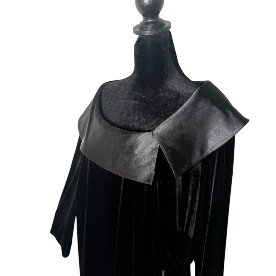 Jessica Howard Plus Size Women 20W Black Velvet Dress Party Formal Satin Ruched - Image 4 of 4