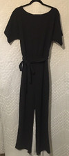Women's Black One Piece Romper/Jumpsuit Short Sleeve Belted - Medium