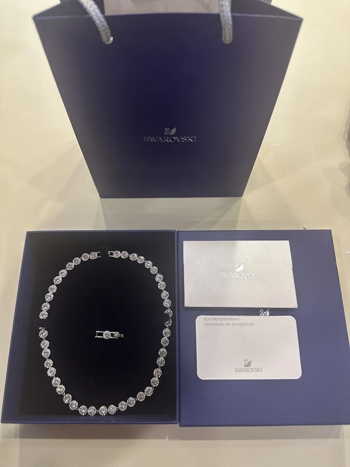 Swarovski Angelic 38cm Collana da Donna con Cristalli Placcatura Rodio - Bianca - Immagine 4 di 4