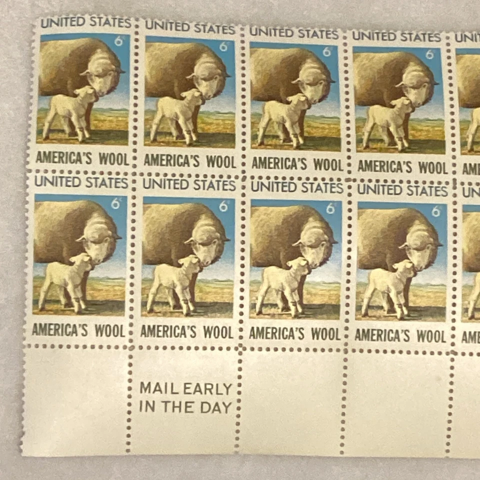 MINT Americas Wool United States Postage Stamps 10 Stamp Plate Block 6¢ MNH - Image 3 of 4