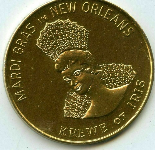 Martedì Grasso Doubloon Krewe of Iris 1968 Alumnium Oro - Foto 1 di 2
