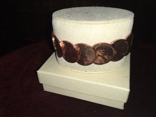 Vintage 1963 Copper Penny Red Cent Cuff Bracelet With AHS COA US Mint Real - Picture 7 of 13