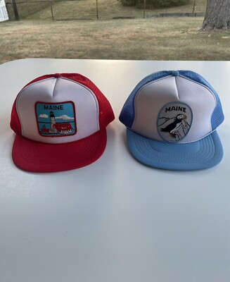 2 Vintage Maine Hats Trucker Mesh SnapBack Caps