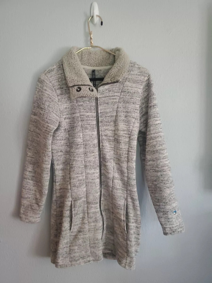 Kuhl Alska Long Winter Fleece Knit Zip Up Jacket Women Outdoor