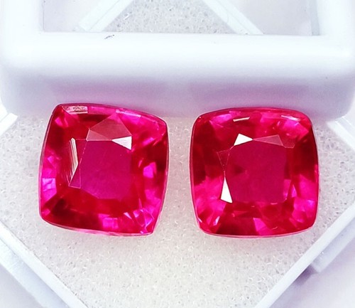 Natural Pink Sapphire Cushion Cut 16+ Ct Certified Pair Loose Gemstone PS02 - Picture 2 of 7