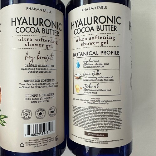 2-Pack Pharm to Table Hyaluronic Cocoa Butter Ultra Softening Shower Gel 32oz ea - Picture 2 of 2