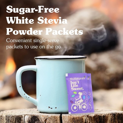 NuNaturals NuStevia weißes Stevia Pulver, 100 Päckchen, pflanzlicher Süßstoff 100g - Bild 3 von 9