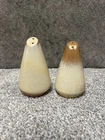 Vintage Frankoma Pottery Salt & Pepper Shaker Dark And Light Tan MCM Glazed